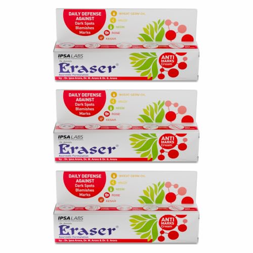 Image of Eraser Ayurvedic Anti Marks & Dark Spots Removal Cream - Unisex (15g*3) | with Wheat Germ Oil, Haldi, Neem, Rose, Kesar | Dark Circle | Pregnancy Delivery Marks | Pigmentation, Wrinkles, Blemishes