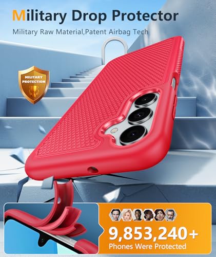 Image of FNTCASE for Galaxy A17 /A16 5G Phone Case - Samsung A17 Military Grade Drop Protection, 14ft Drop Tested, Screen Protector Included, Anti-Slip Matte Textured, TPU+PC Dual Layer Shockproof Cover (Red)