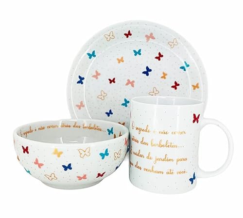 Borboleta Kit Café da Manha Porcelana