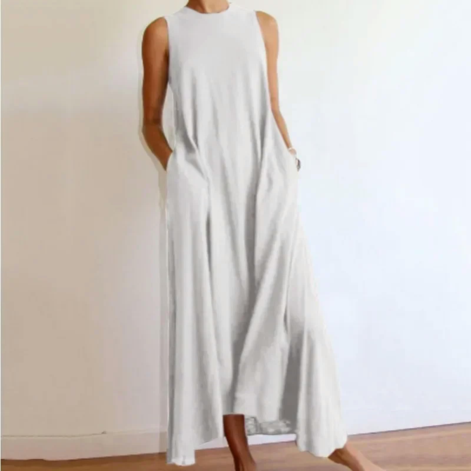 Vestito Abiti A Maglia Bodycon per Donne Abiti da Collo A Maglia per Donne Che Colpiscono di Grandi Dimensioni -Bianco-s