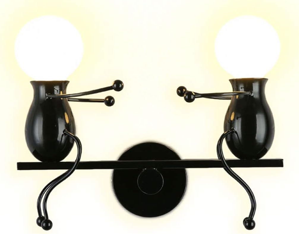 SOUTHPO LED Metal Wall Light Fixtures Childhood Seesaw Little People Wall Lamps Bedroom Mini Doll Bedside Lamp Modern Children Cartoon Wall Sconces Gift Creative Art Deco Lighting Indoor 2×E26 (Black)