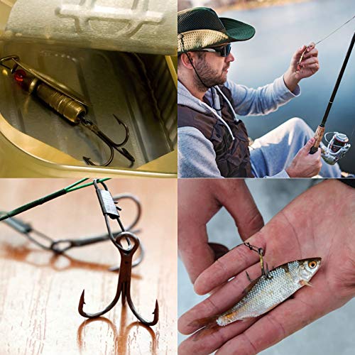 130 STK Drillingshaken Drillinge Angelhaken Kohlenstoffstahl Treble Angelhaken Set runde Biegung Haken Drillinge Haken… – Bild 4