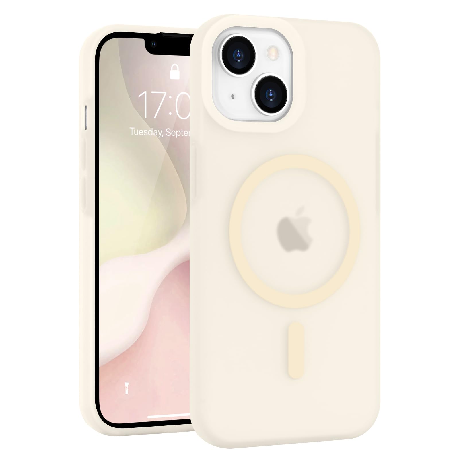 Micoden Magnetic Case for iPhone 14/iPhone 13 [Compatible with Magsafe] Soft Silicone Translucent Matte Skin-feel Phone Case,Cute Slim Shockproof Protective Cover for Men Women-White