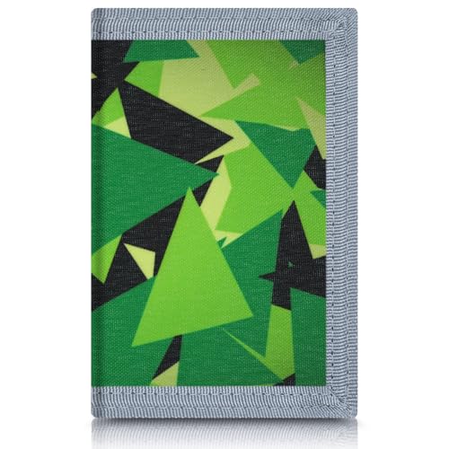 Image of AI-DEE RFID Trifold Canvas Outdoor Sports Wallet for Kids - Front Pocket Wallet with Magic Sticker (Triangle J)