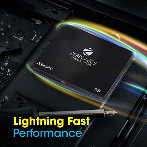 Image of Zebronics SD102 2.5 inch 1TB SSD, SATA III, 550MB /s Data Speed, Ultra Low Power, Silent Operation, S.M.A.R.T. Technology and Thermal Management