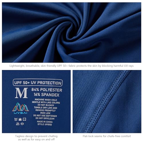 Image of Men's UPF 50+ Hoodie Shirt Long Sleeve Permanent UV Sun Protection Vented Tee Performance for Outdoor Hiking Fishing