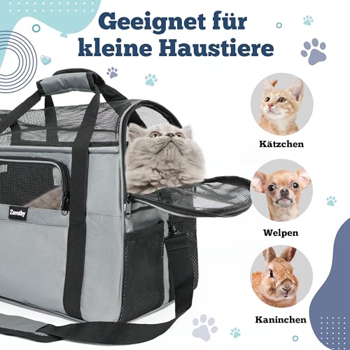 Lemmiklooma transpordikott – hingav, eemaldatav, reguleeritav suurus M, värv hall (Zavothy)