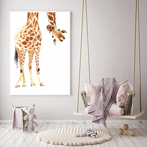 Canvas muur Kunst Kwekerij Muur Art Decor Giraffe Canvas Schilderij Minimalistische Cartoon Dier Poster En Print Decoratieve Foto's Voor Kinderkamer 70x120cm1PCS Noframe - Afbeelding 3