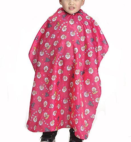 Colorfulife Child Hair Cutting Waterproof Cape Wai Cloth Barber Kids Hair Styling Cape Professional Home Salon Camps & Hairdressing Wrap Children Cartoon Sheep Pattern Capes (Hot Pink)