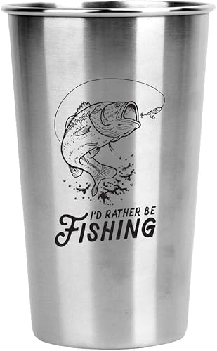 Vaso de acero inoxidable con texto en inglés "I'd Rather Be Fish", regalo único para chicos, uso en casa, campamento, cámper, oficina, viajes, como Vaso de acero inoxidable con texto en inglés "I'd Rather Be Fish", regalo único para chicos, uso en casa, campamento, cámper, oficina, viajes, como