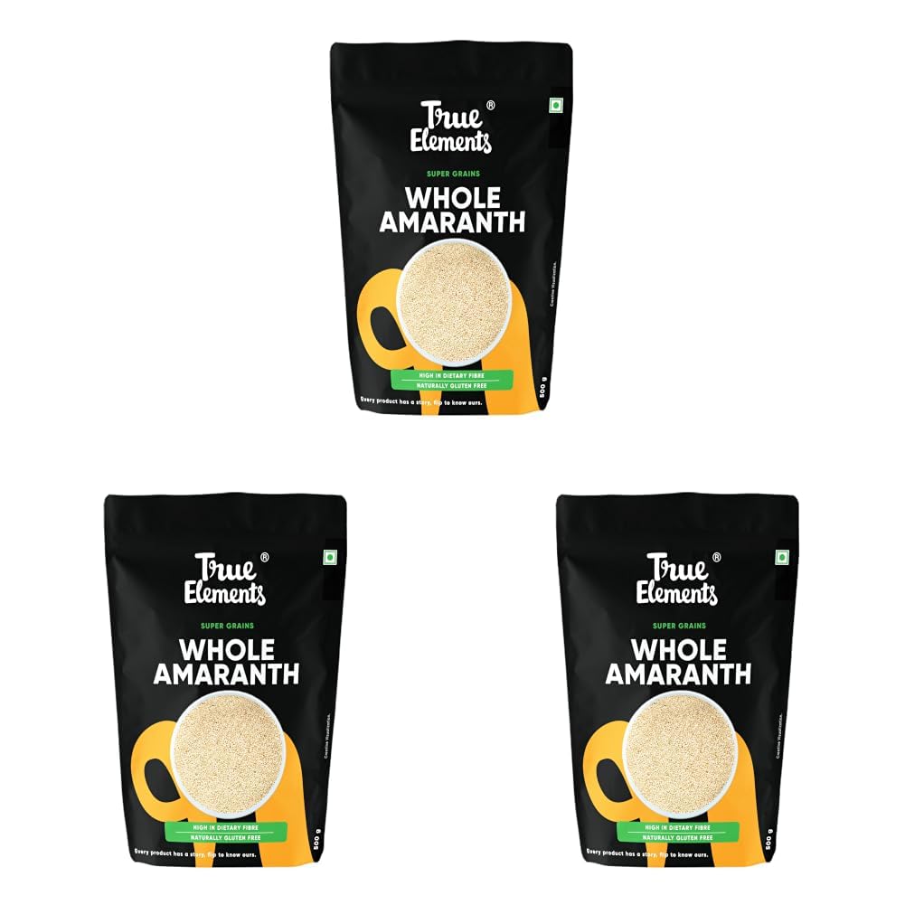 True Elements Whole Amaranth 500gm - Rajgira for Fasting | Rajgira seeds | Gluten Free Atta | High in Fibre and Protein (Pack of 3)
