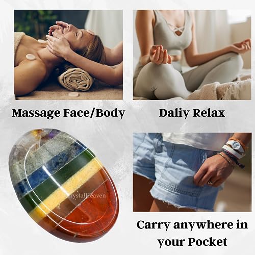 Image of Chakra Crystal Thumb Worry Pebbles Stones For Anxiety Stress Relief