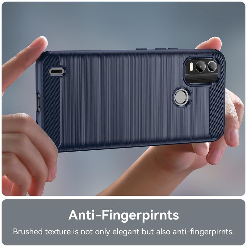 Image of Hybrid Carbon Fiber Back Case for Nokia C21 Plus (Blue)