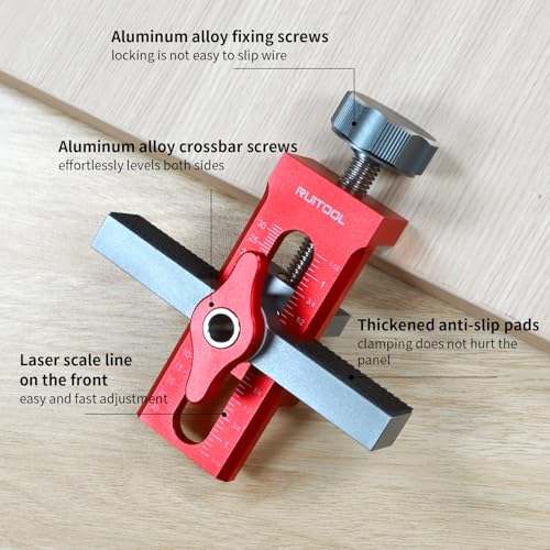 Image of RUITOOL 2-in-1 Cabinet Door Mounting Jig with Storage Bag, Installation Positioner for Frameless Cabinets Only, Adjustable Aluminium Alloy Cabinet Hardware Jig, Holiday Home Improvement Gifts for Men