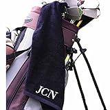 Embroidered Luxe Golf Towels -Personalized Embroidered Golf Towel - Black Velour Towel w Gold Hook & Grommet - Custom Gift for Dad, Grad, Groomsmen, GROOMSMAN GIFT- NICELY PACKAGED- FAST SHIPPING