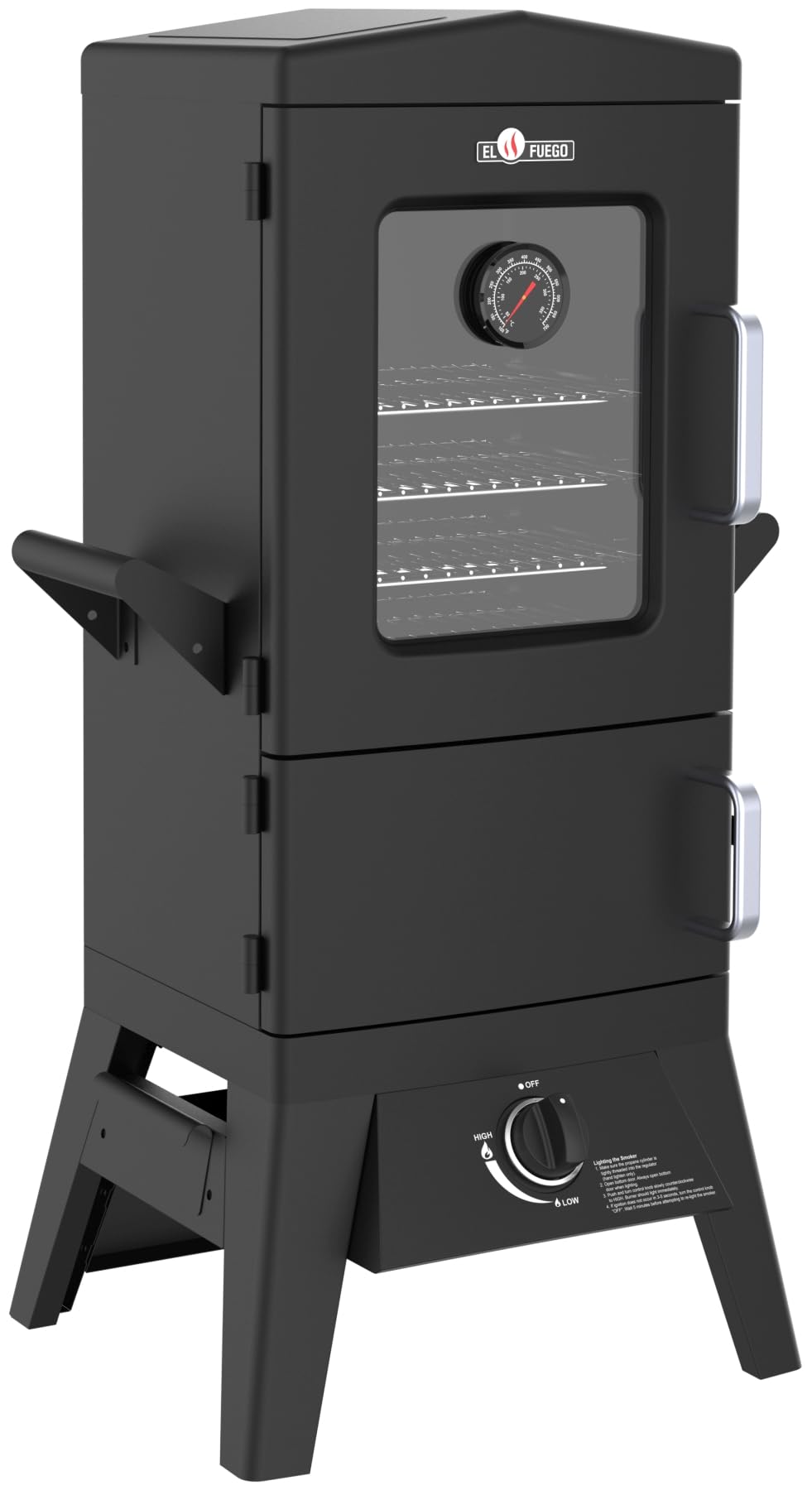 Gasgrill "Portland W2" von El Fuego® Smoker mit Fenster, inkl. Gasschlauch u. Druckminderer, 3,5 kW leistungsstark, mit Thermometer, große Garkammer, AY 3176
