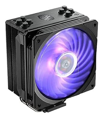 Cooler Master Hyper 212 RGB Black Edition CPU Air Cooler, SF120R RGB Fan, 4 CD 2.0 Heatpipes, Anodized Gun-Metal Black, Brushed Nickel Fins, RGB Lighting for AMD Ryzen/Intel LGA1151