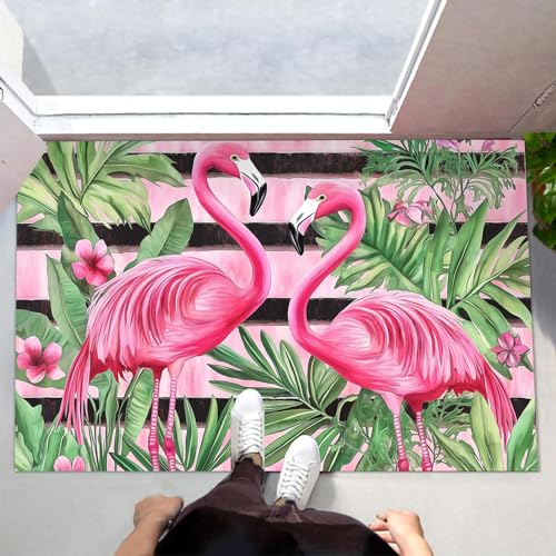 Tapis porte d'entrée grand format 90x150cm rose anti-glisse