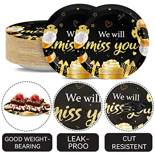 Image of Qyeahkj 48 Pcs We Will Miss You Party Plates Farewell Disposable Paper Plates for Going Away Party Decorations Good Luck Dessert Dinner Tableware Goodbye Party Supplies for Employee Leaving Retirement