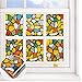 VEELIKE Window Film Privacy Classy Stained Glass Window Cover Static Window Cling Decorative Non-Adhesive Removable Anti UV Window Door Covering Vinyl Home Living Room 15.7x118 Inches, Colored Stone