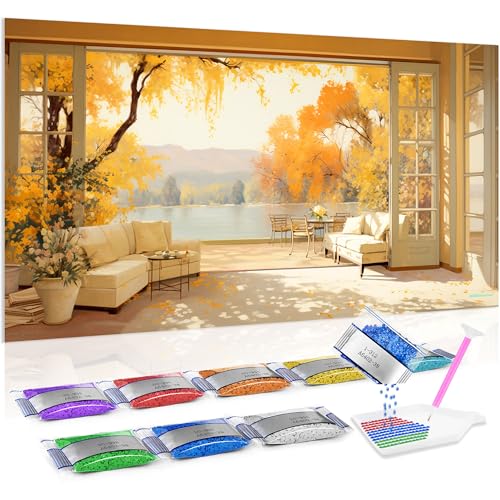 Kit Jumpdot de pintura de diamantes 5D con diseño de paisaje natural para salón (70x40 cm)