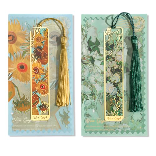 IKOPFLN Marcapáginas de pintura al óleo retro creativo de 2 piezas, marcapáginas personalizado, girasoles y rosas blancas, gran regalo para amantes de la lectura