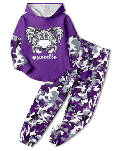 Image of Girls Fall Outfits Sweetie-girl Hoodie and Camo Pants Size 6-16