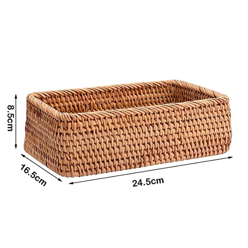 Cesta de pan tejida rectangular de ratán para encimera de cocina marrón 6