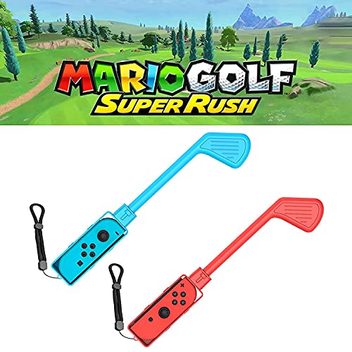 JOYTORN Switch Golf Rod Compatible for Nintendo Switch Mario Golf:Super Rush Game,Golf Games Handgrip Accessories for Nintendo Switch Joycons-2 Pack(Red/Blue)