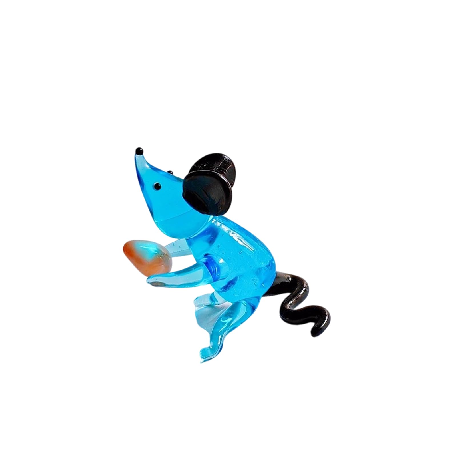 Pangboer Blue Creative Colored Glass Mouse Stealing Eggs Sculpture Handcrafted Miniature Animal Ornament Home Office Car Decors