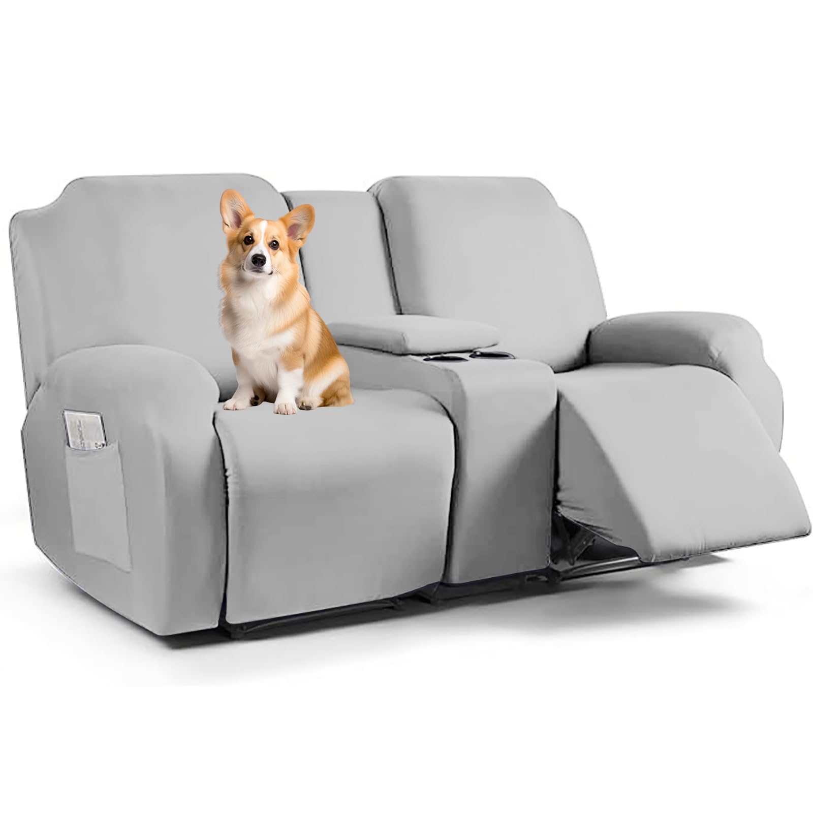 Juego de 7 fundas elásticas de terciopelo lavables para sillón reclinable con consola