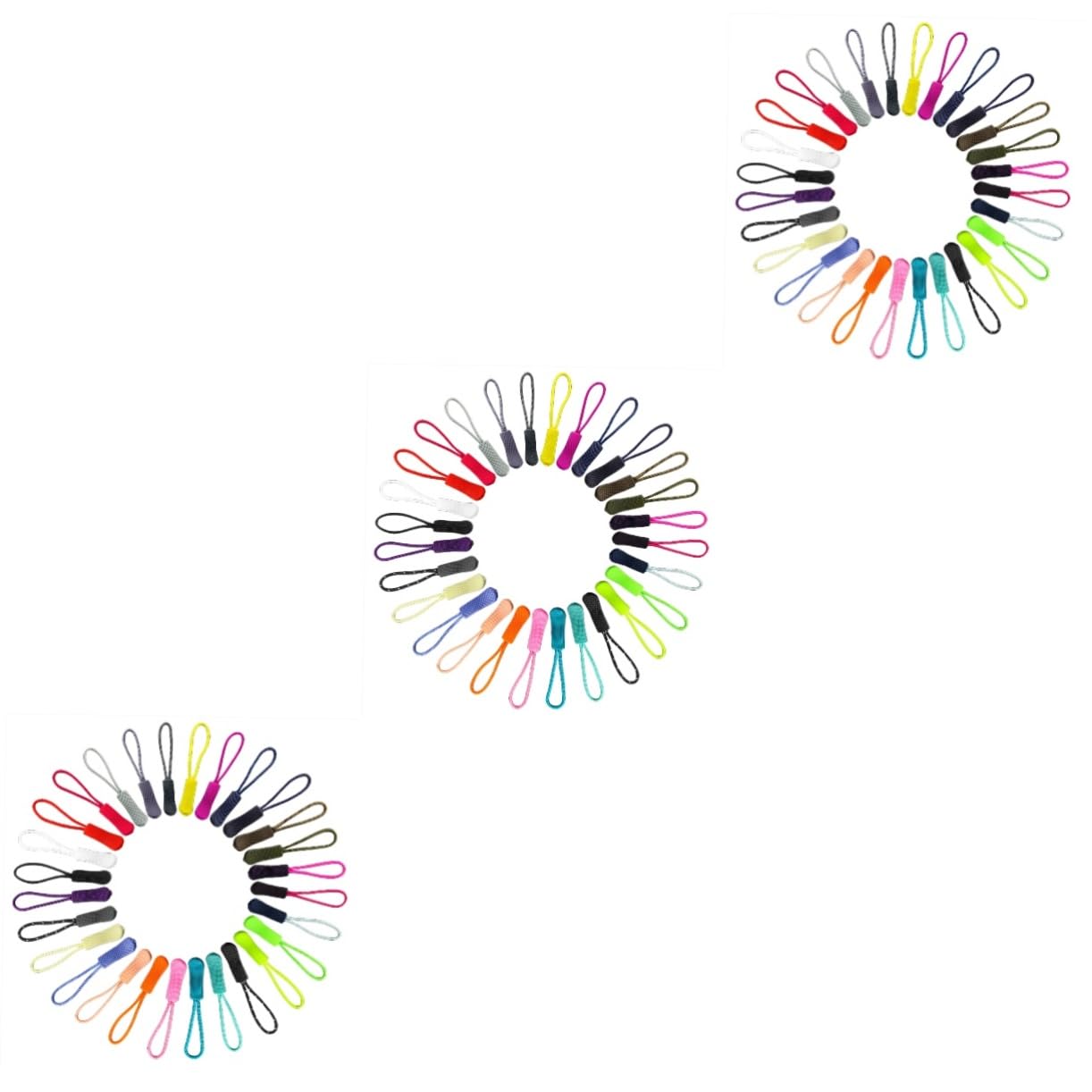 SEWACC 3sets 120pcs Zipper Pull Head Durable Clothing Zipper Pull Rope for Luggage Handbags and Backpacks Easy to Fit Mixed Colors for Replacement and Repair 120pcs*3
