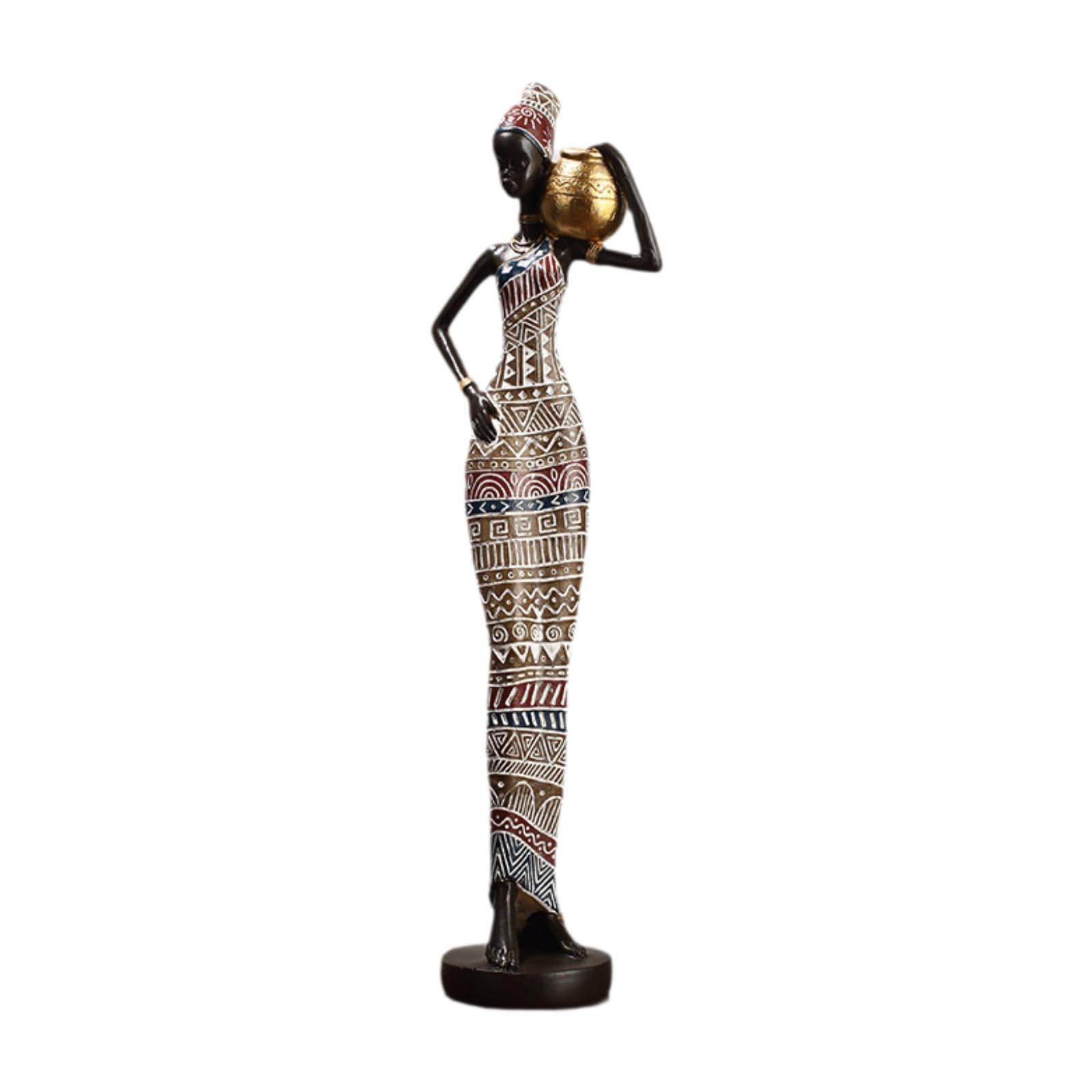 Folpus Figura de Mujer Negra de Resina, Escultura Decorativa de Mesa Pintada a Mano, decoración de Escritorio para Sala de Estar, versátil, Style B