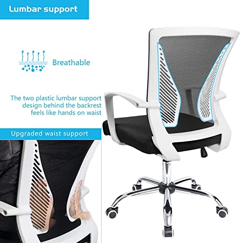 Furniwell Office Chair Home Office Desk Chair Mid Back Mesh Desk Chair Ergonomic Lumbar Support Computer Chair Swivel Rolling Task Chair With Armrest #TOP1