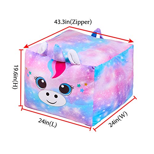 Play Tailor Unicorn Bean Bag Chair Cover for Kids, Stuffed Animal Storage Beanbag Chairs Large Soft for Girls Bedroom Organizers and Decoration (No Filler) - Thumbnail 5