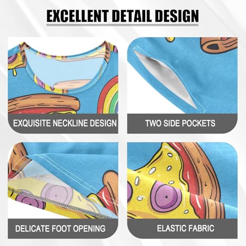 ALAZA Pizza Rainbow Blue Pajamas Short Sleeve 2 Piece Sleepwear Top and Bottom Pajama Set Unisex4