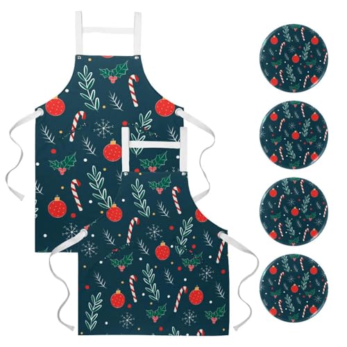 Lot de 2 tabliers de cuisine de Noël motif flocon pour nettoyage et bistrot