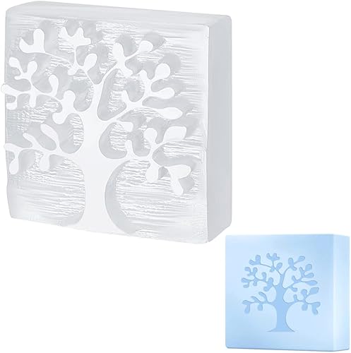 CRASPIRE Sello de jabón hecho a mano, sello de jabón acrílico del árbol de la vida, sello de letras para jabón, capítulo de jabón, sello en relieve,