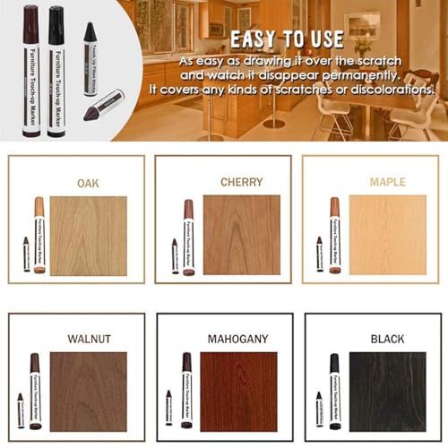 Image of KRySt Furniture Touch-Up Marker | Colour Wood Repair Markers for Scratch Removal on Wooden Furniture, Floor, Table, Cabinet & Door | Quick Dry Surface (Set of 13)