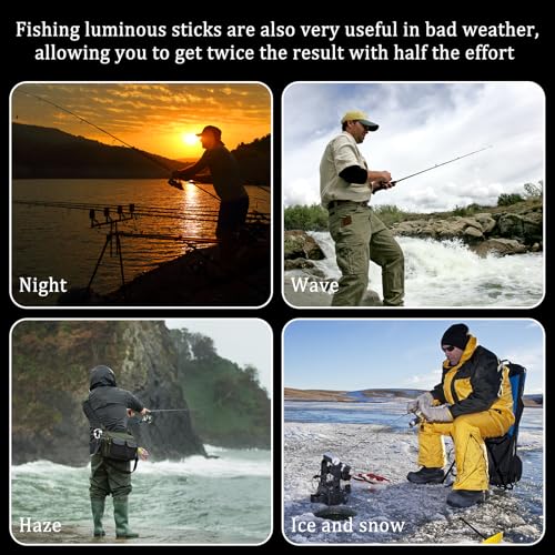 TXS 50 Stück Knicklichter Angeln, 37,5 * 4,5mm Angelruten Leuchtstäbe, Angeln Knicklichter Knicklichter Angeln, Angel Knicklichter für Nachtfischen, Stangen, Rutenspitzen, Schwimmer