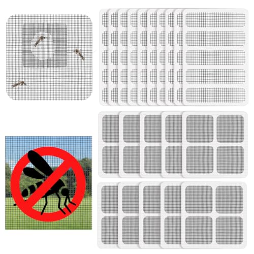 Fliegengitter Reparatur Set, 60 Pcs Fliegengitter Reparatur Klebeband 2 Größen Klebeband für Fliegengitter Starke Selbst...