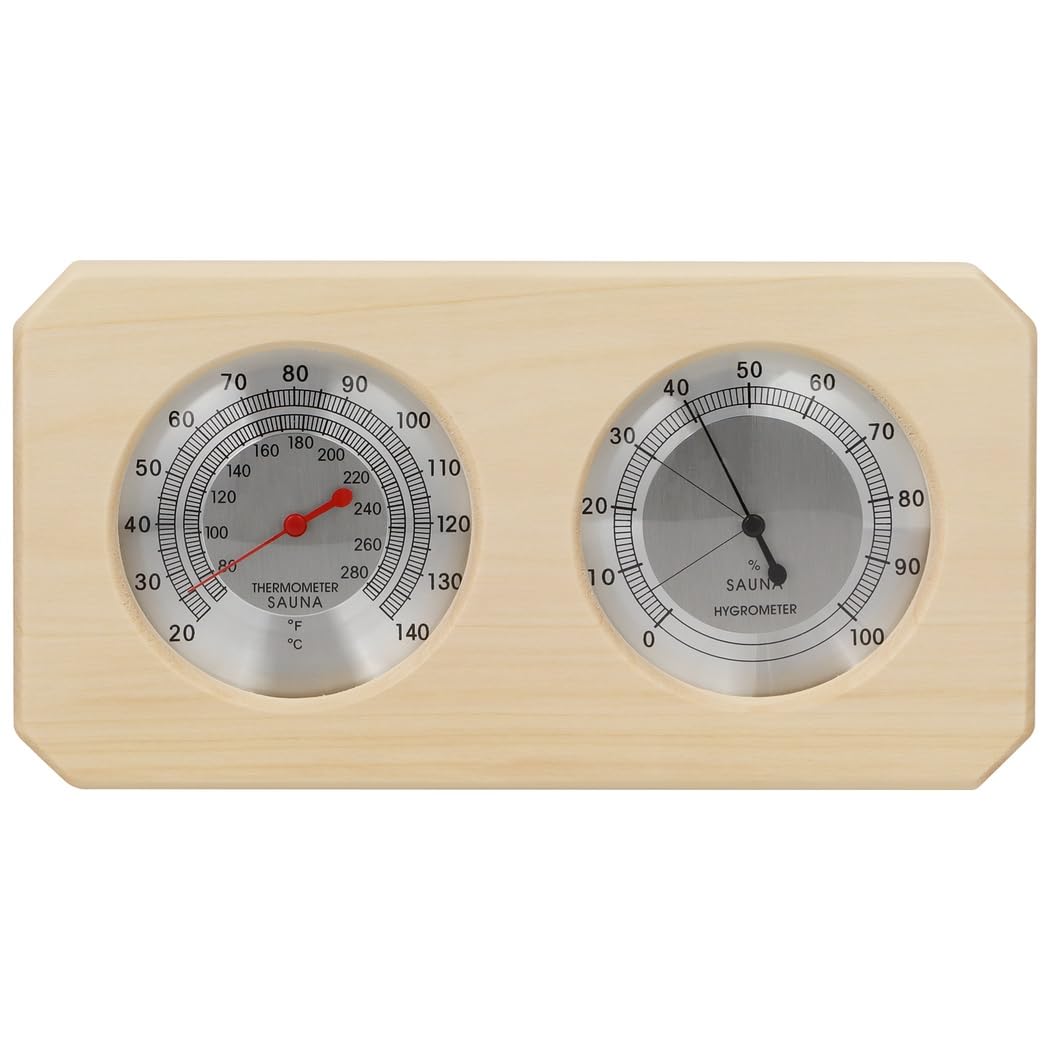 Sauna-Thermometer und Hygrometer, 2-in-1 Holz-Hygrothermograph, Messgerät für Luftfeuchtigkeit und Temperatur im Innenbereich, für Saunaraum und Zubehör