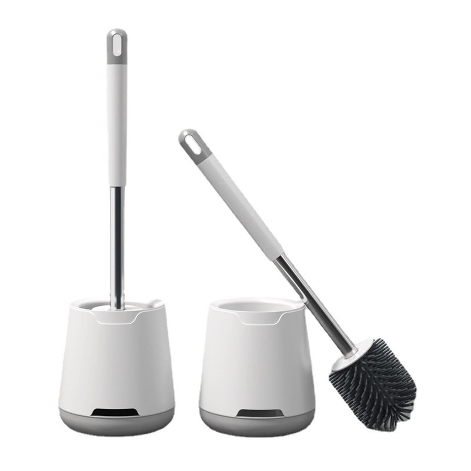 VIKTAO Escobillas de Inodoro Cepillo de baño TPR Cabezal Silicona Drenaje rápido Herramienta Limpieza Accesorios Montaje en Pared o pie