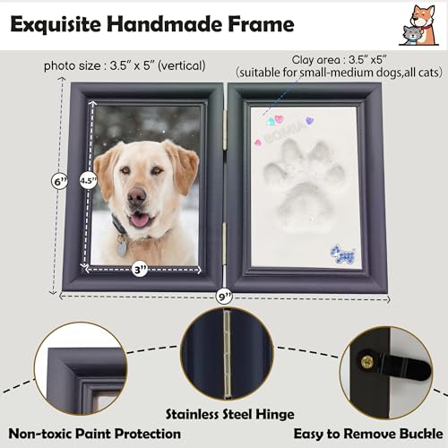 MYPAWLETS Clay Paw Print Kit for Dog Cat,Pawprint Keepsake Frame,Black - Image 4