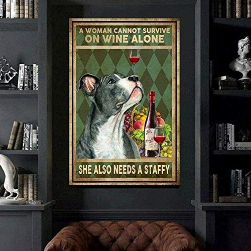Inga She Also Need A Staffy Poster Home Decor Art Wall Decor Metal Sign Poster 8x12 inches