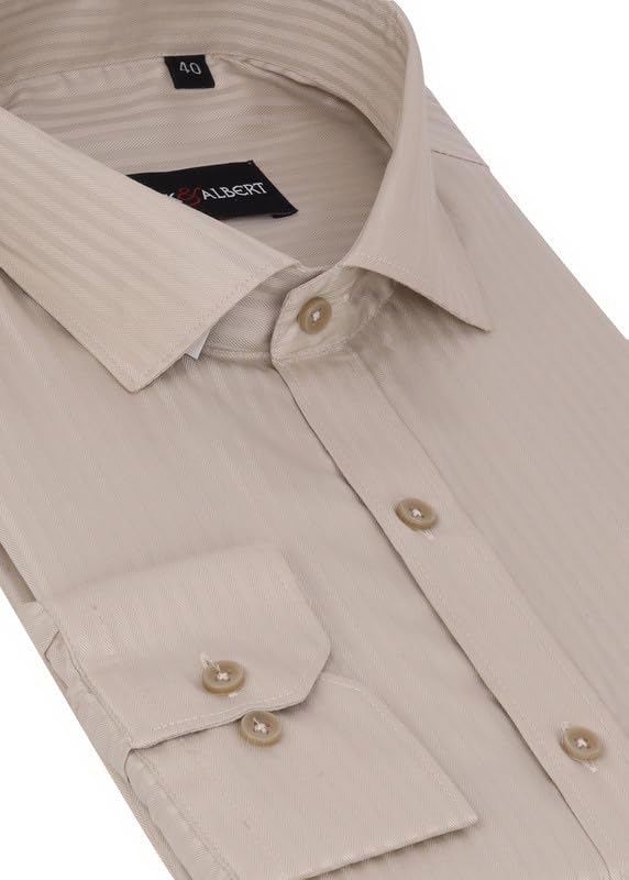 Image of MARK & ALBERT Men's Striped Full Sleeves Cotton Formal Shirt White | Stylish Shirt for Men