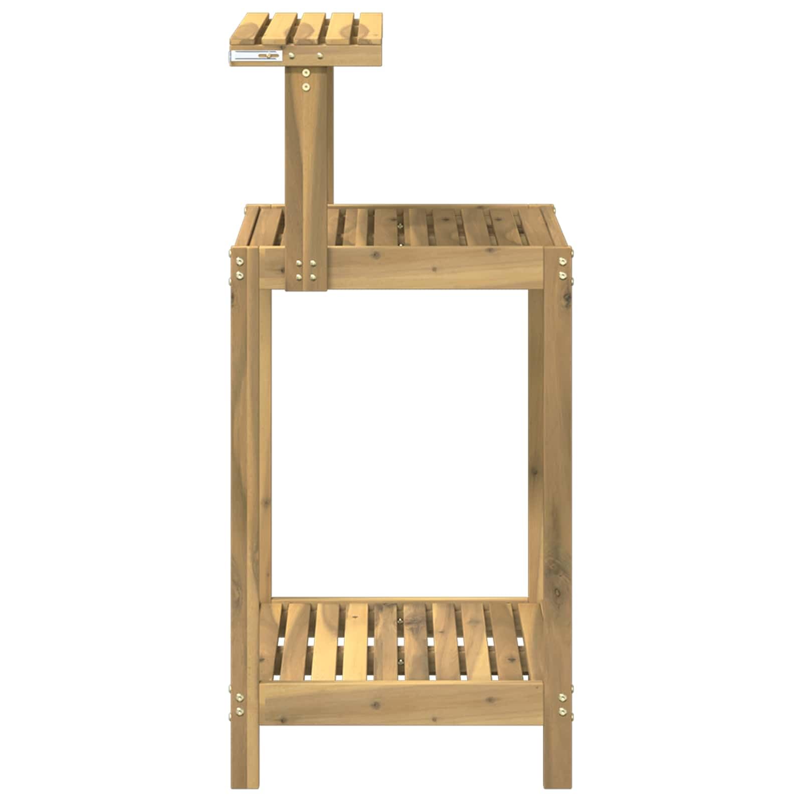 Banc de jardin en bois d'acacia massif, table de plantation pour extérieur, 56,5 x 48,5 x 107 cm, blanc
