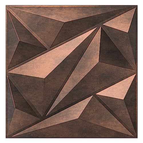 Comparativas de Crest fachadas Top diez. 18 Art3dwallpanels - Panel de pared 3D de PVC con diamante para decoración de pared interior, panel de PVC, paneles de pared texturizados 3D, paquete de 12 azulejos, cobre antiguo