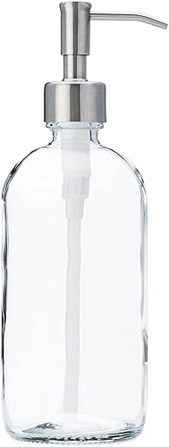 Miniatura 6 de Dispensador de jabón y loción en tarro de vidrio transparente con bomba de acero inoxidable - 16 oz (2)