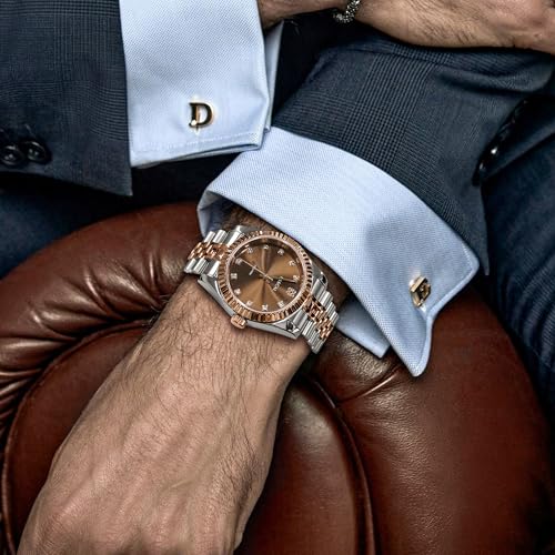 Image of PASCAL Timeless Classic Diamond Watch for Women Men, Swiss Quartz | Lab-Grown Diamonds, Sapphire Crystal, Stainless Steel Strap, 10 ATM Waterproof, Luxury Watch Gift,Fits Wrist 6.5 inch-9.5 inch